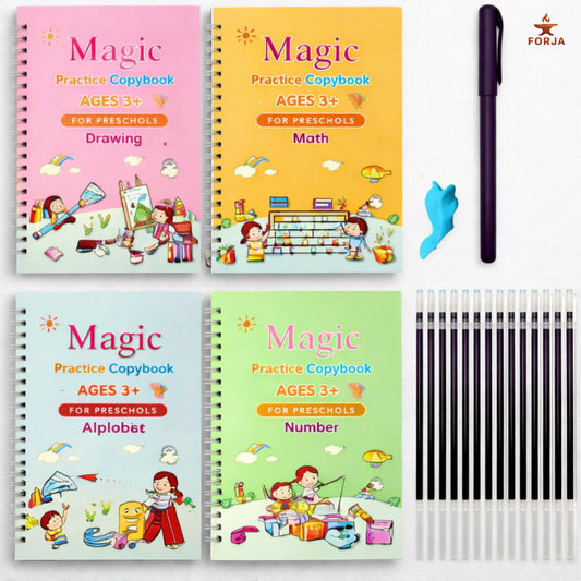 Kit de 4 Cuadernos Caligrafía Mágica Reutilizable